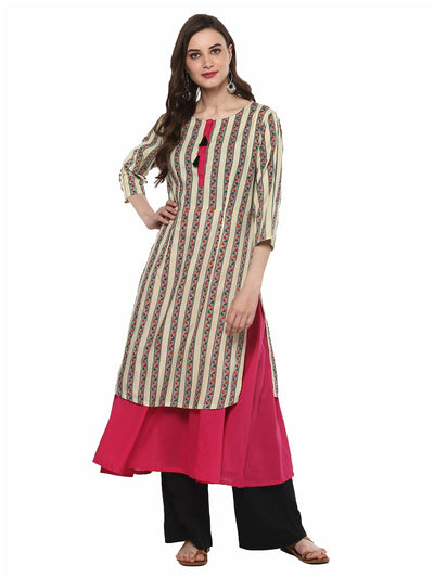 Pannkh Womens Border Layered Anarkali Kurta