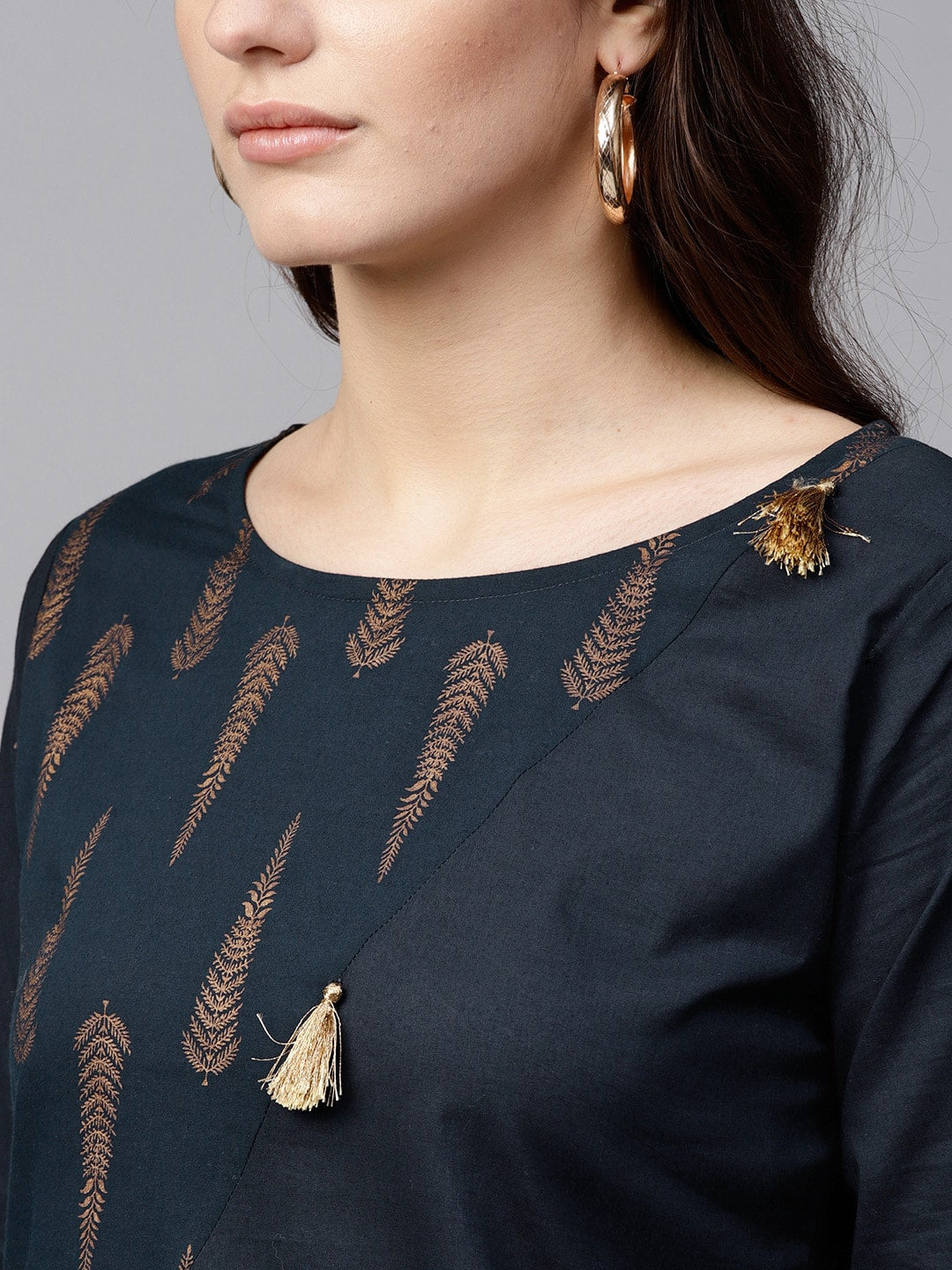 Golden Foil Diagonal Cut Kurta