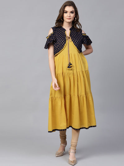 Pannkh Women's Koti Look Tiered Kurta