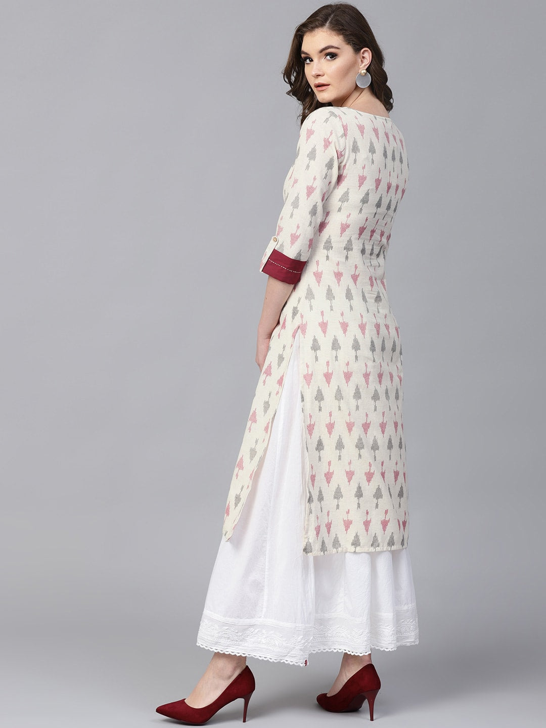 Embriodered Ikat Print Kurta