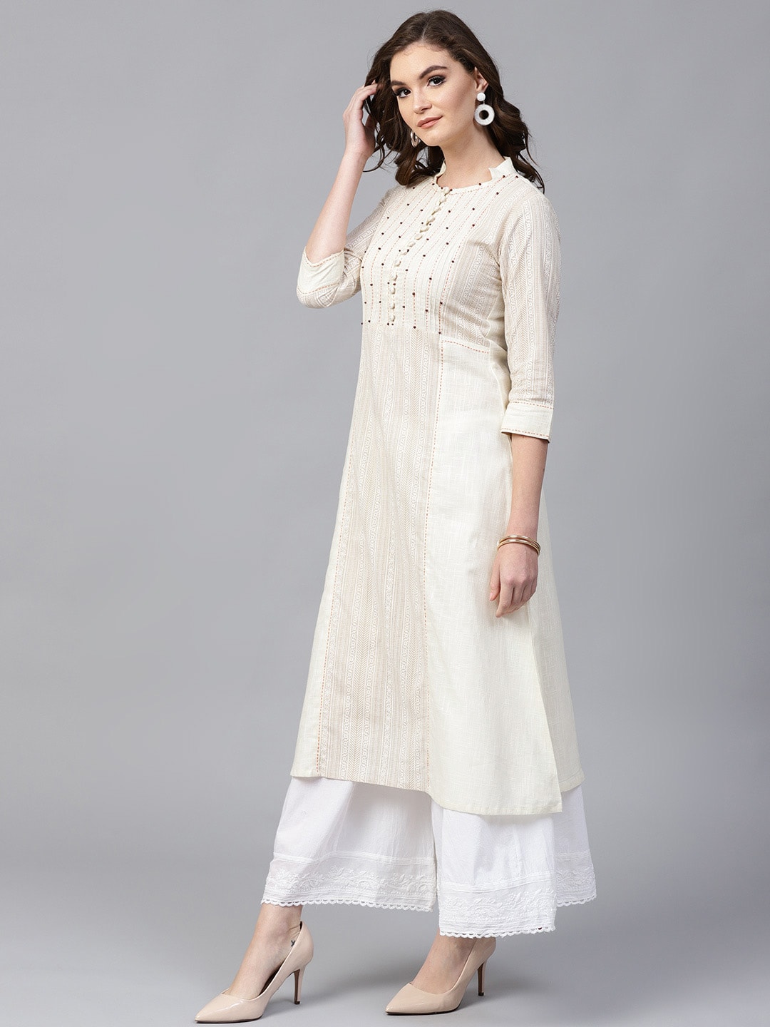 Off-White Khadi Print Kurta