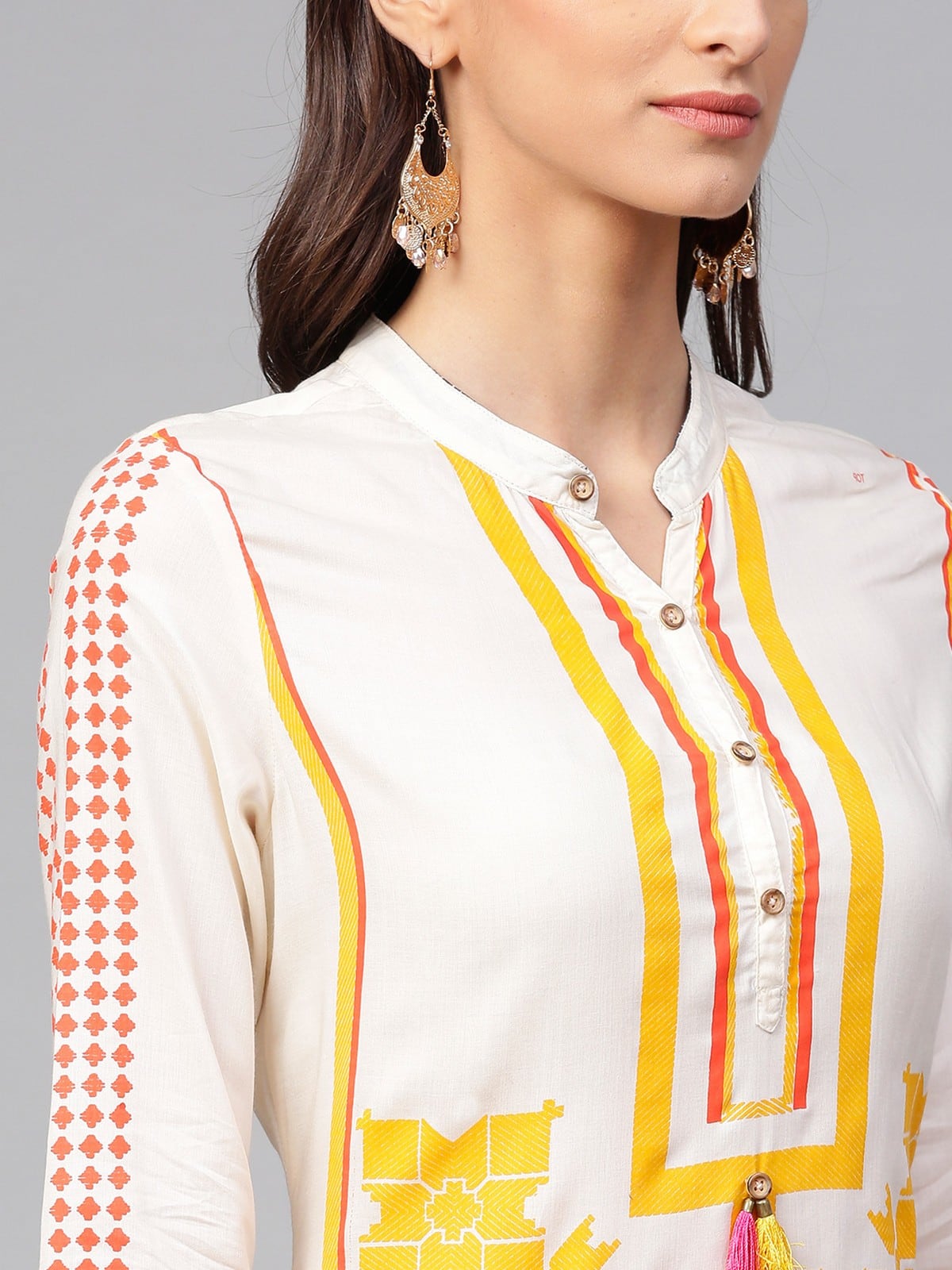 Off-White Placement Printed Kurta