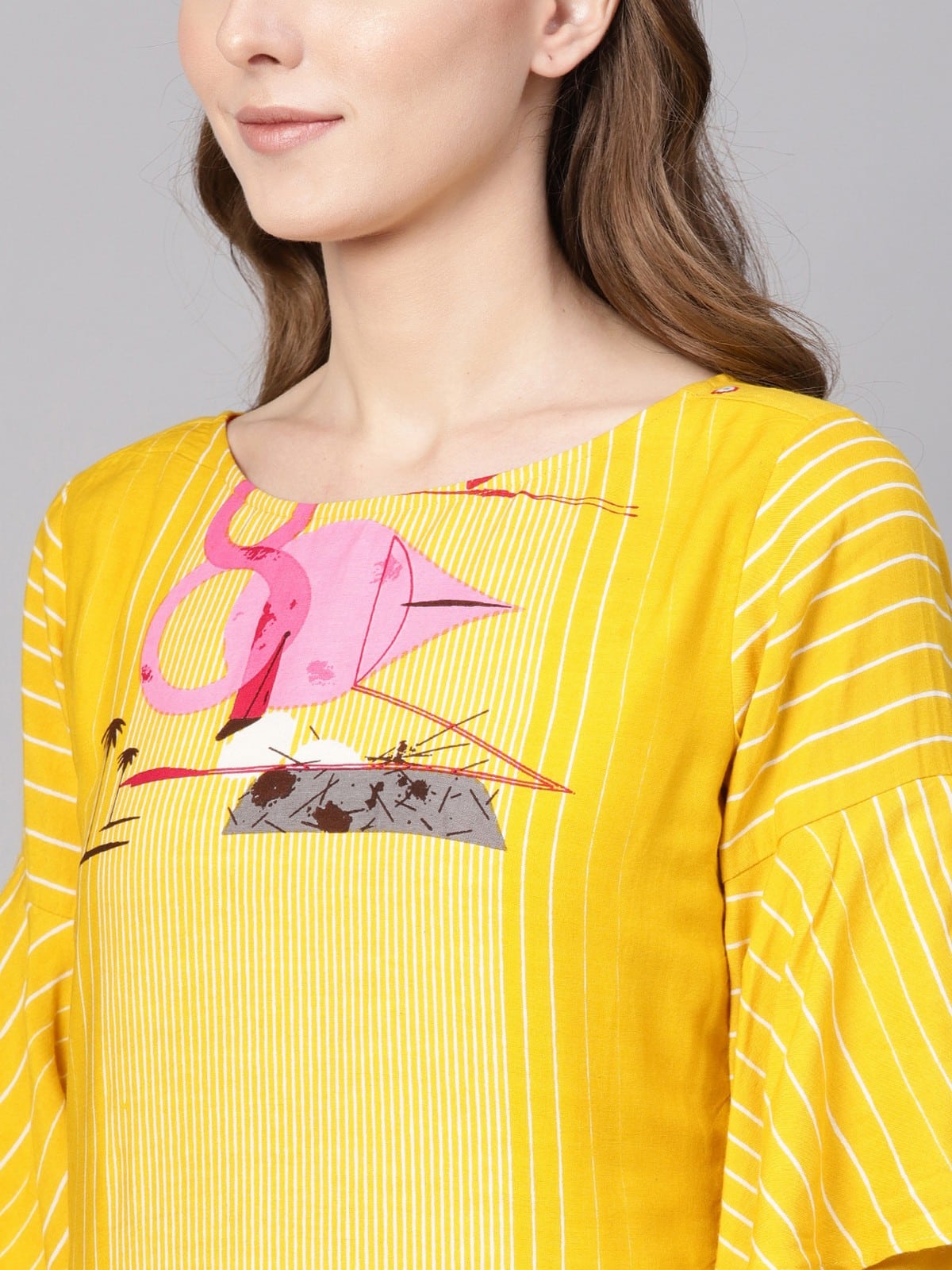 Embroidered Flamingo Kurta