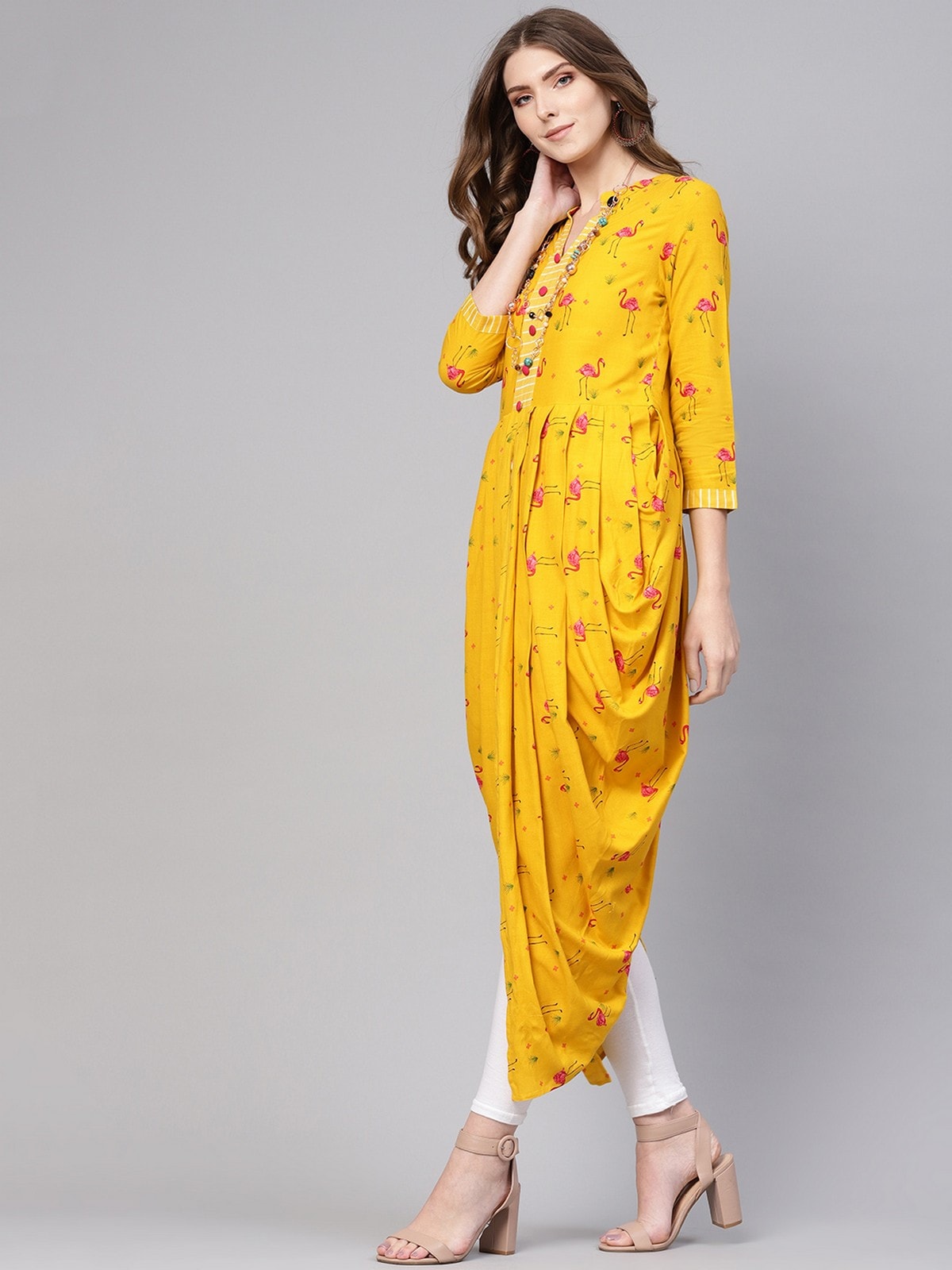 Drappy Flamingo Printed Kurta