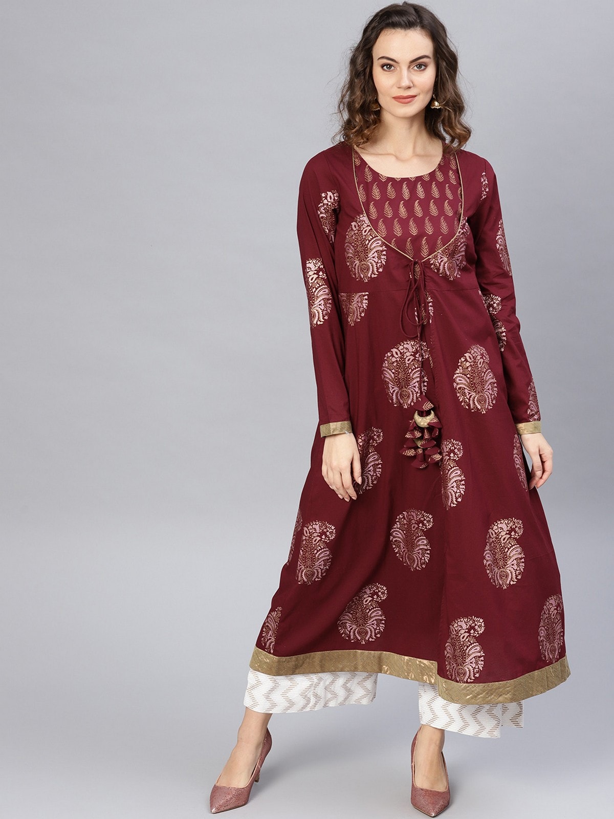 Foil Printed Layered Kurta