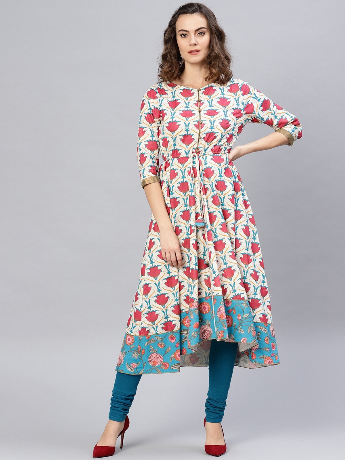 Floral Asymmetric Flared Kurta