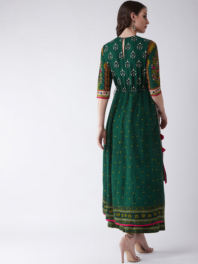 Mughal High-Low Kurta With Front Dori