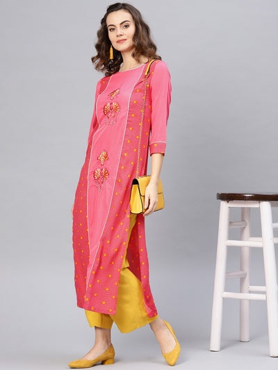 Embroidered Printed Straight Kurta