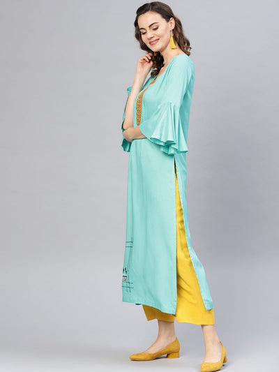 Straight Placket Embroidered Kurta