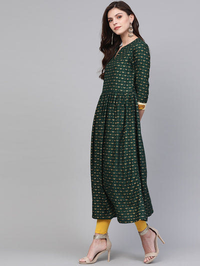 Foil Printed Kurta With Dupatta