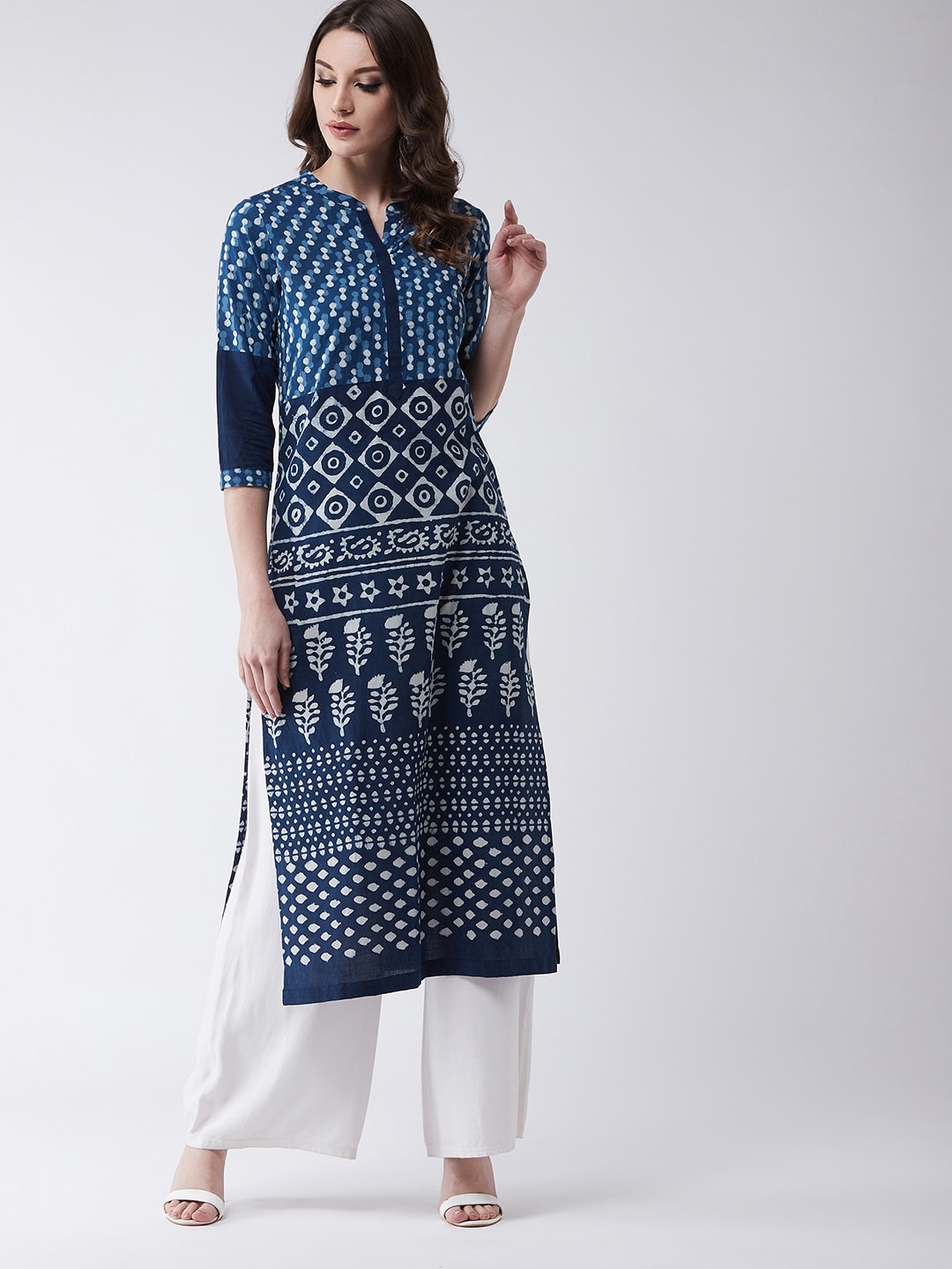 Indigo Printed  Straight Fit Kurta