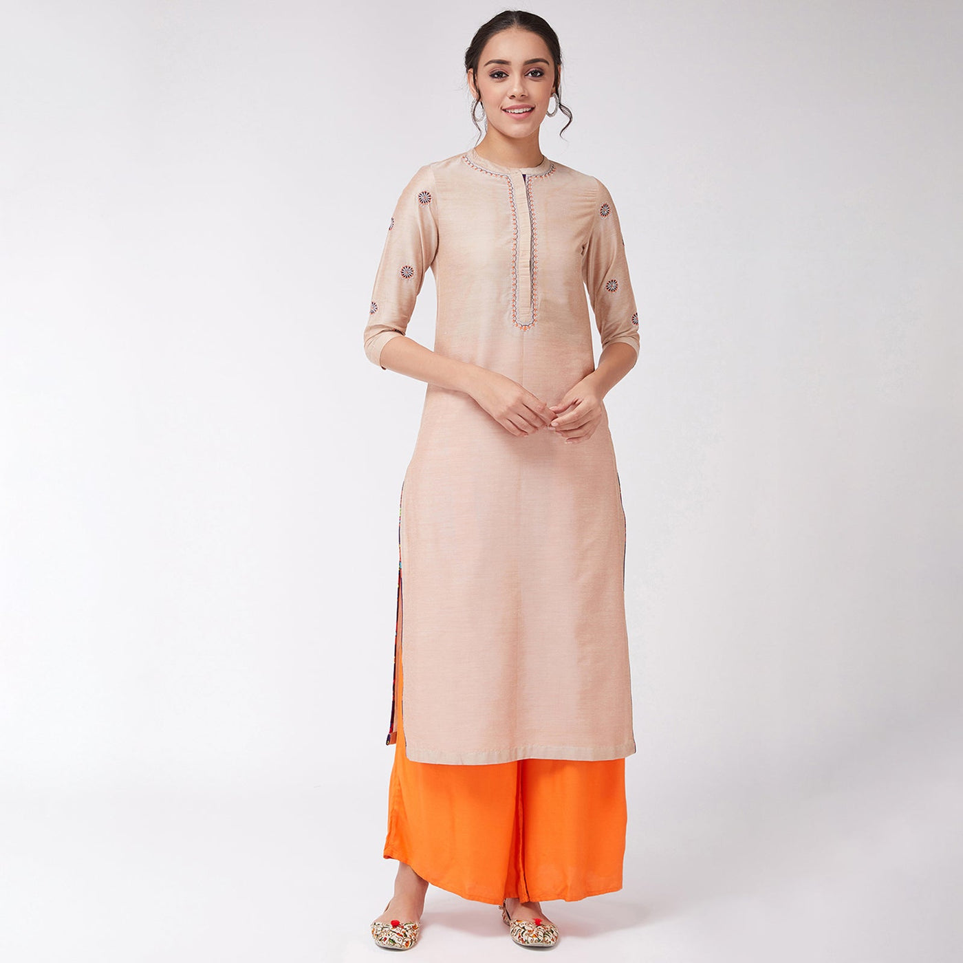 Embroidered Straight Fit Pastel Semi-Festive Kurta