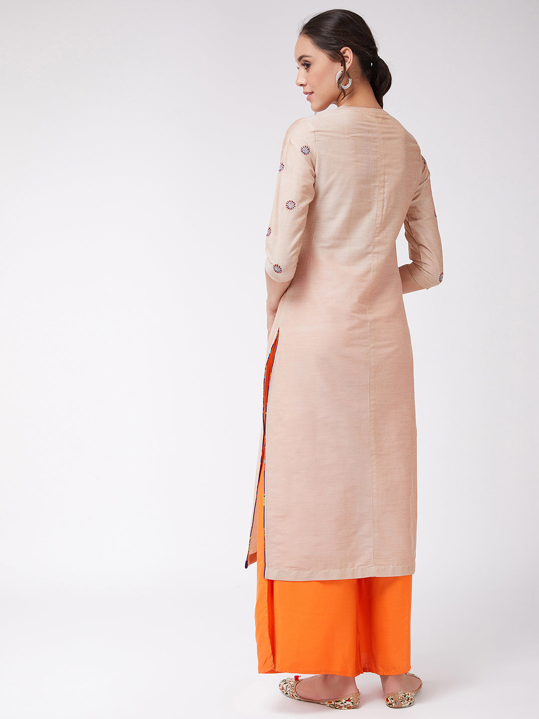 Embroidered Straight Fit Pastel Semi-Festive Kurta