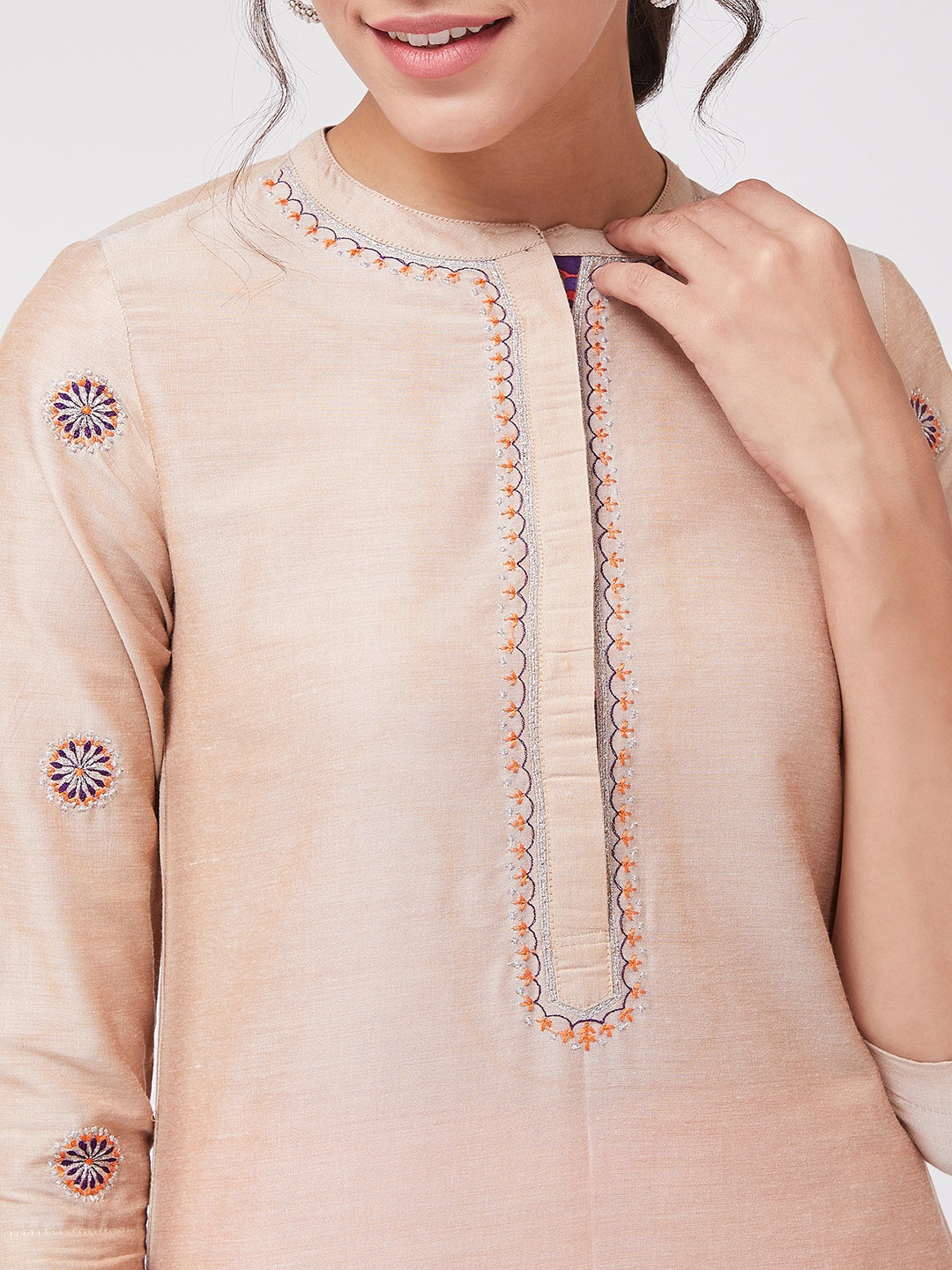 Embroidered Straight Fit Pastel Semi-Festive Kurta