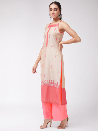 Border Embroidered Strappy Semi-Festive Kurta