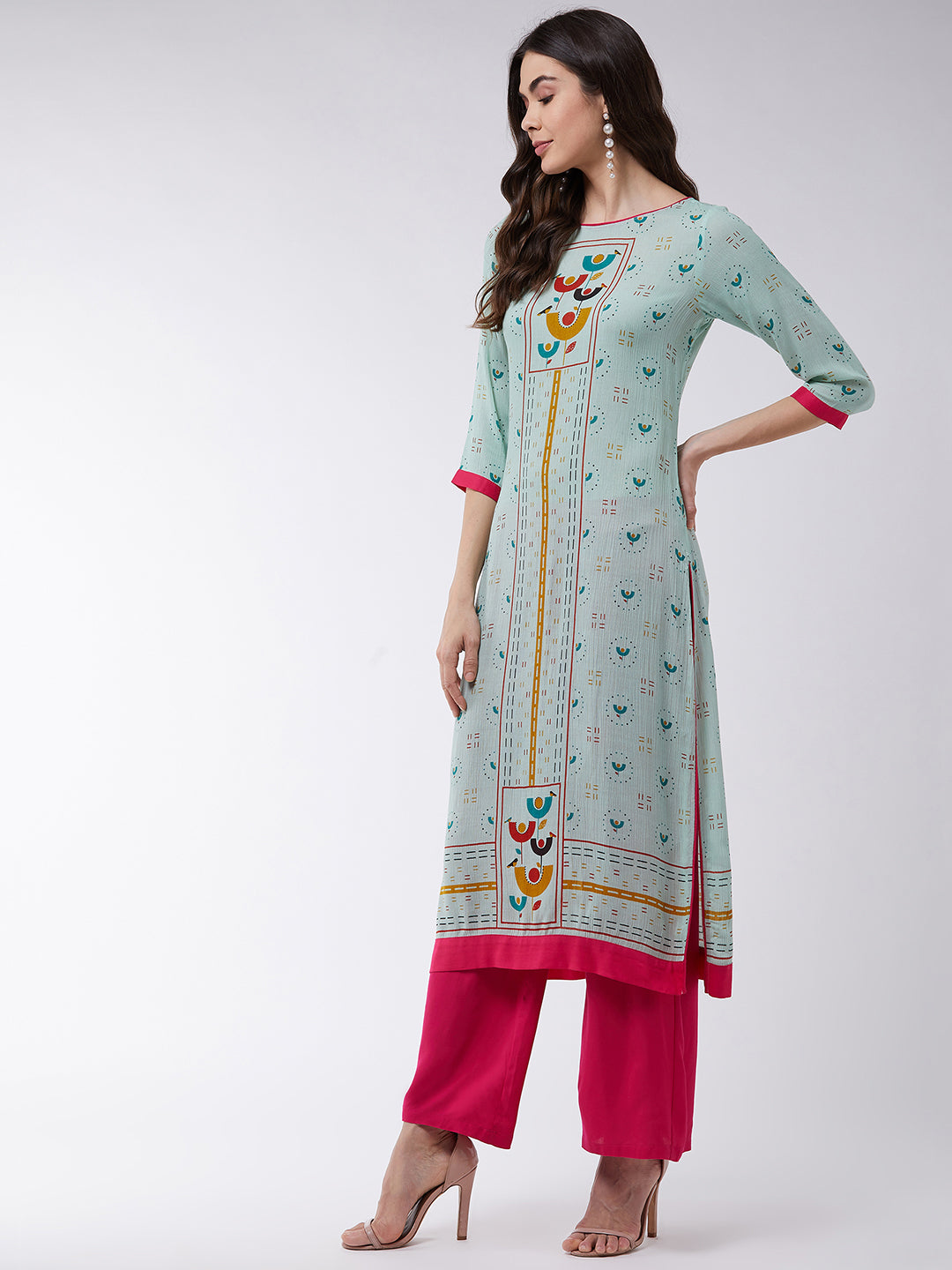 Pastel Placement Printed Long Kurta