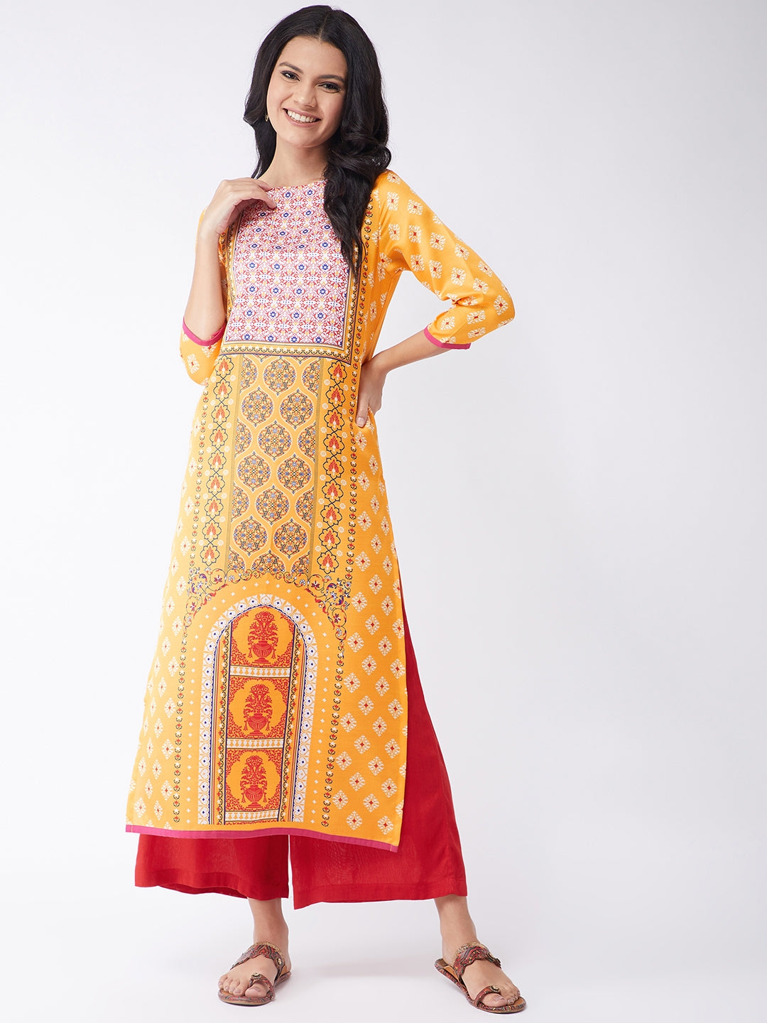 Digital Printed Centre Placement With Yoke Kasturi Kurta