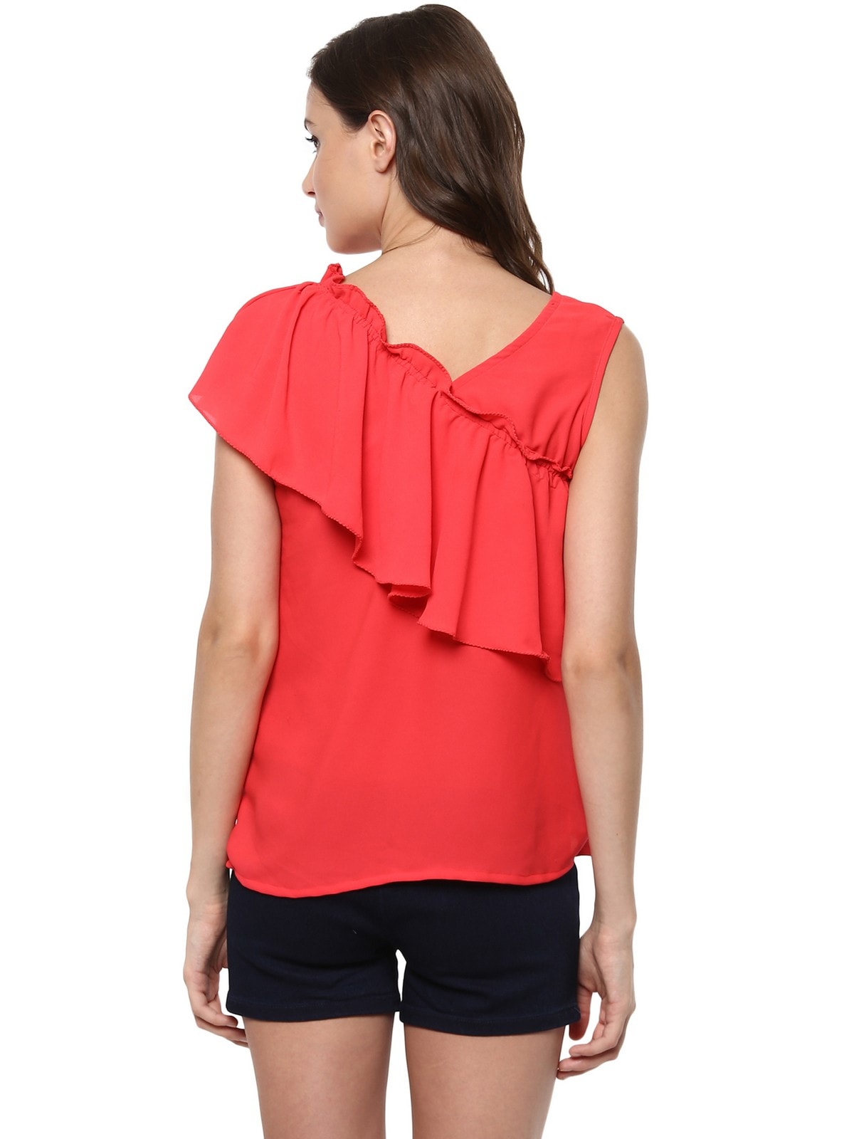 Asymmetric One-Side Frill Top