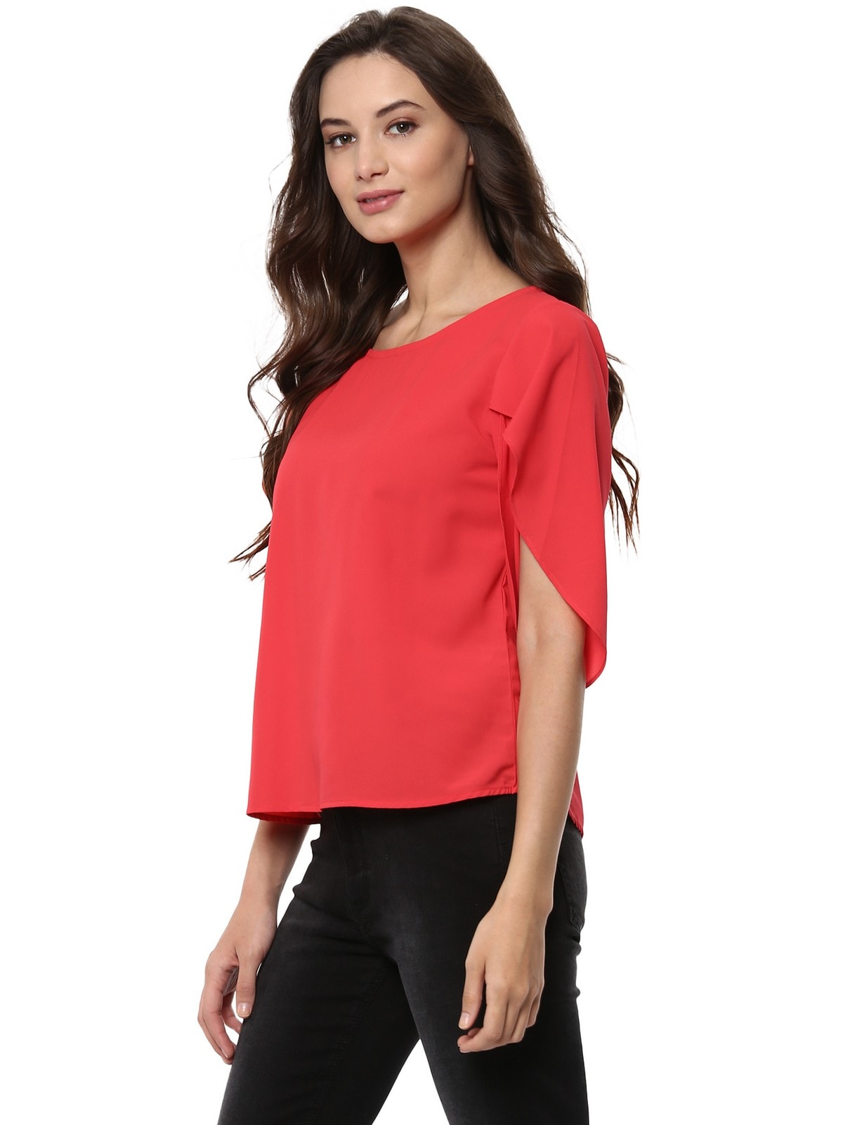 Pannkh Women's Solid Petal Opening Top