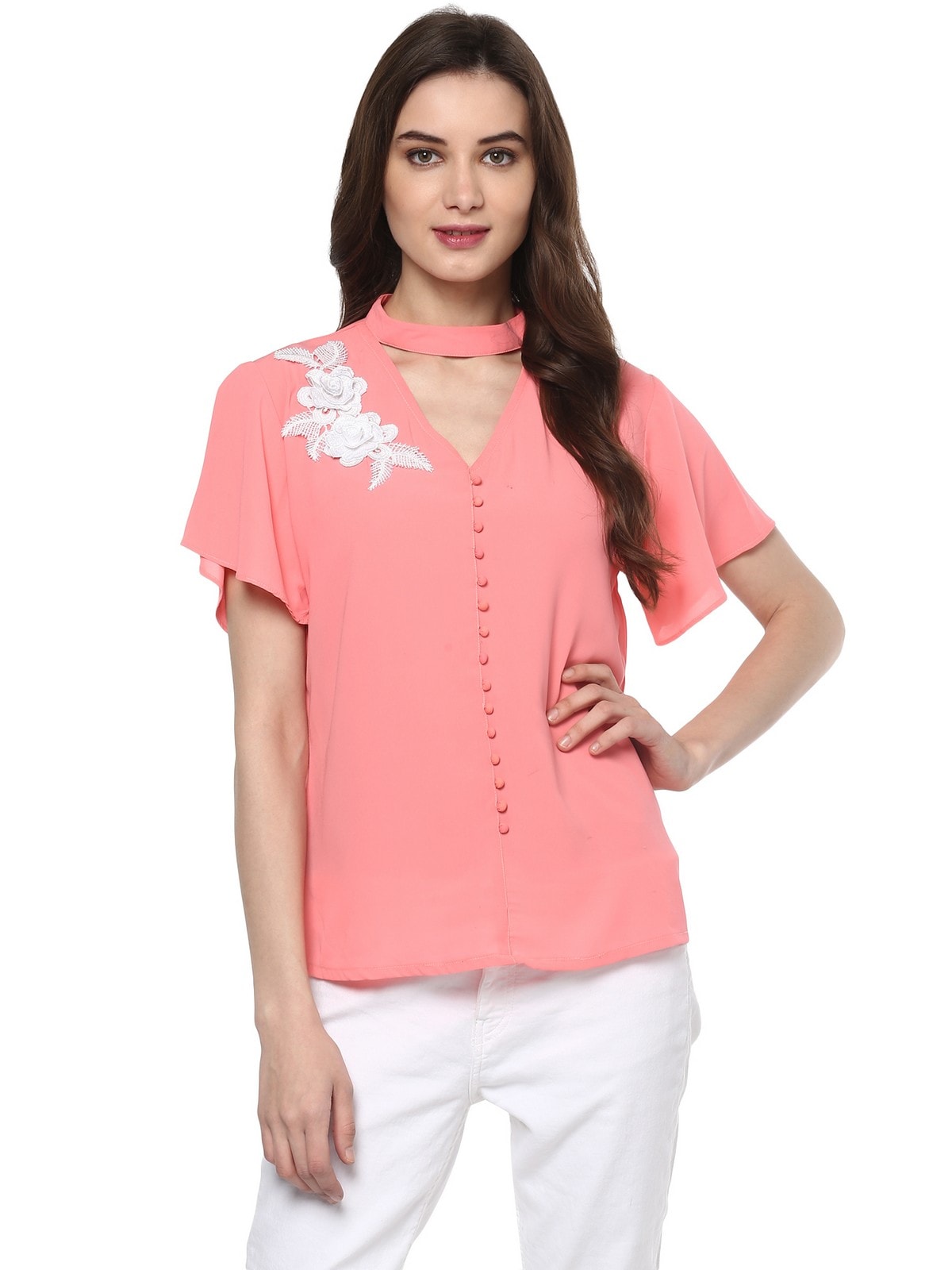 Pannkh Women's Floral Patch Top