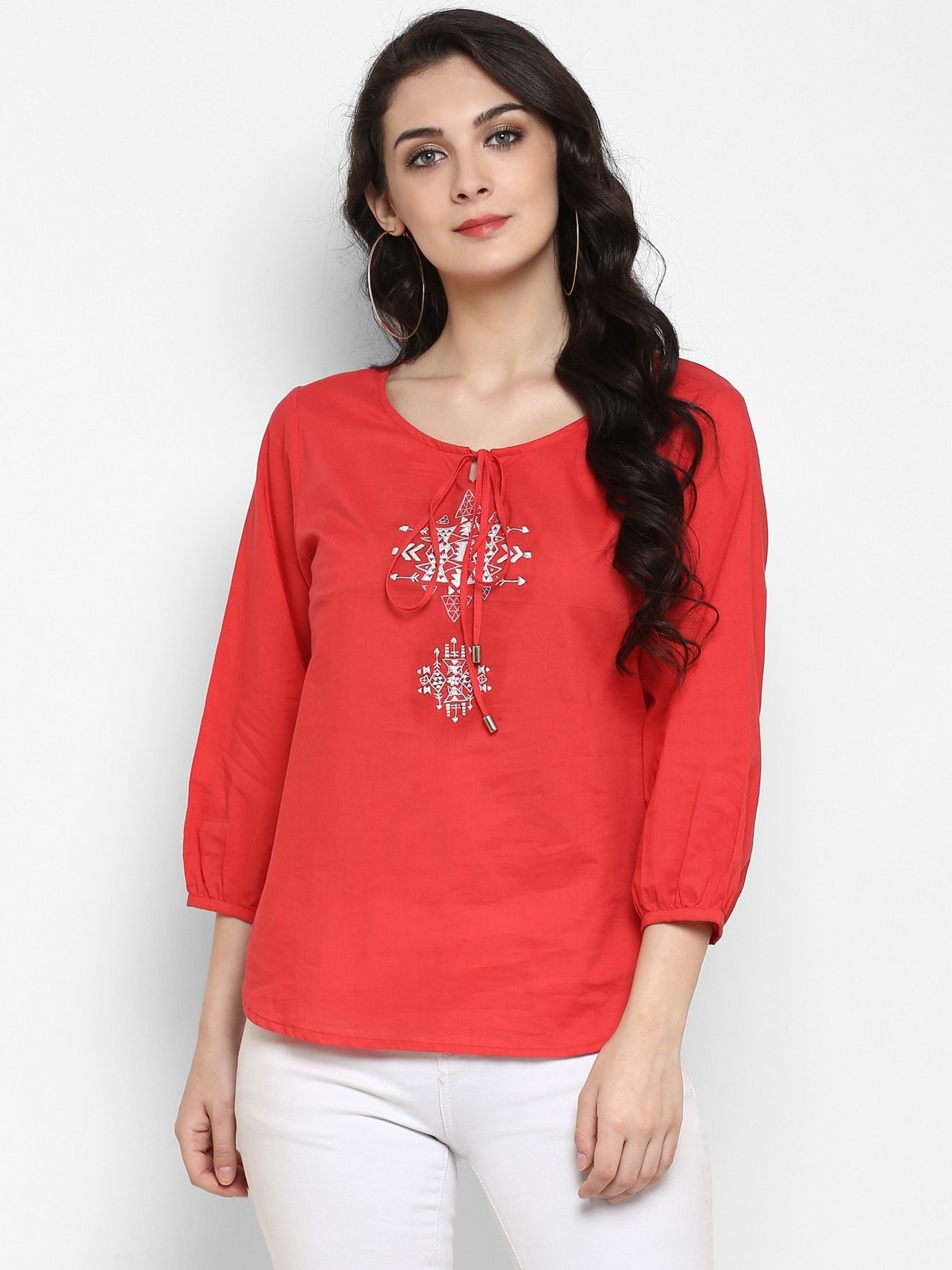 Pannkh Women's Bohemian Embroidered Top