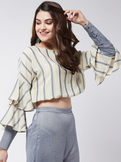 Soaked In Pastels Ruffle Top With Elasticised Waistline