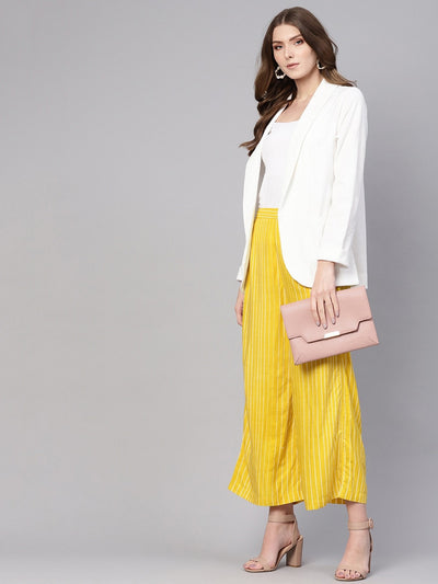 Yellow Stripe Flamingo Printed Palazzo