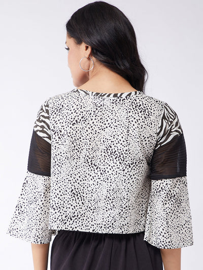 Jungle Safari Printed Crop Top With Pleated Sleeve Yoke