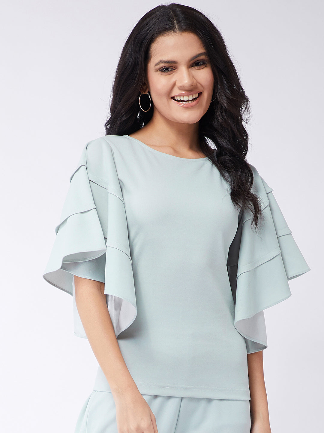 Solid Top With Stylish Sleeves