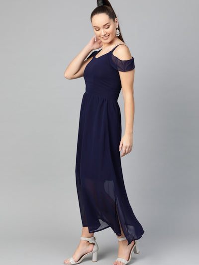 Solid Drop Sleeves Maxi Dress