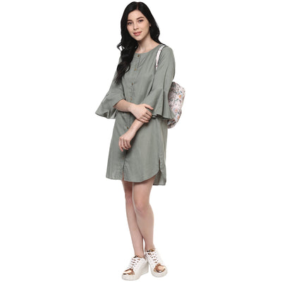 Bell Sleeves Shirt Dress