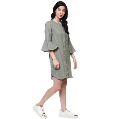 Bell Sleeves Shirt Dress