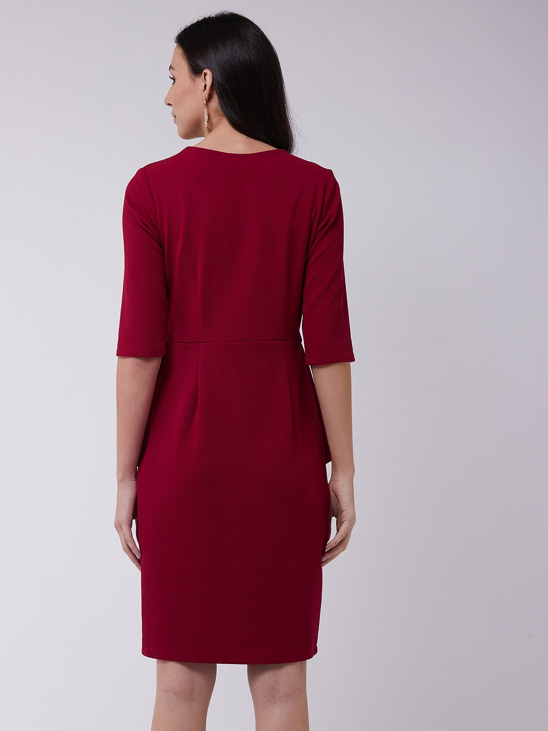 Solid Peplum Fitted Dress – Poshek