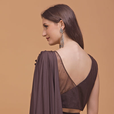 Poshek Luxe Hazel Heavy Embroidered Blouse with Applique Drape Set