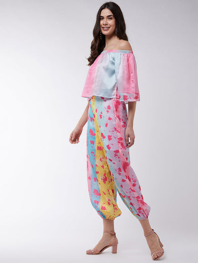 Candy Inspired Digital Printed Off-Shoulder Top With Baggy Pants