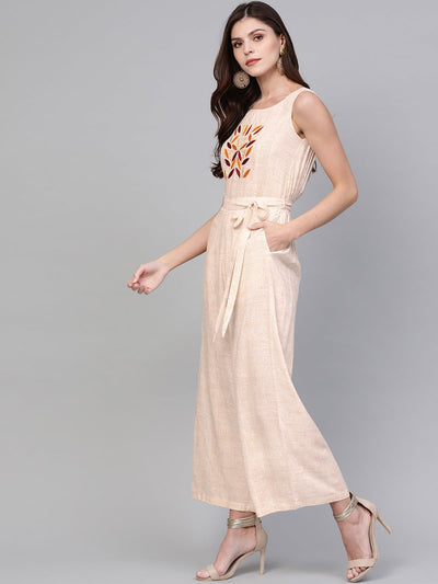 Allover Printed Jumpsuit With Embroidery