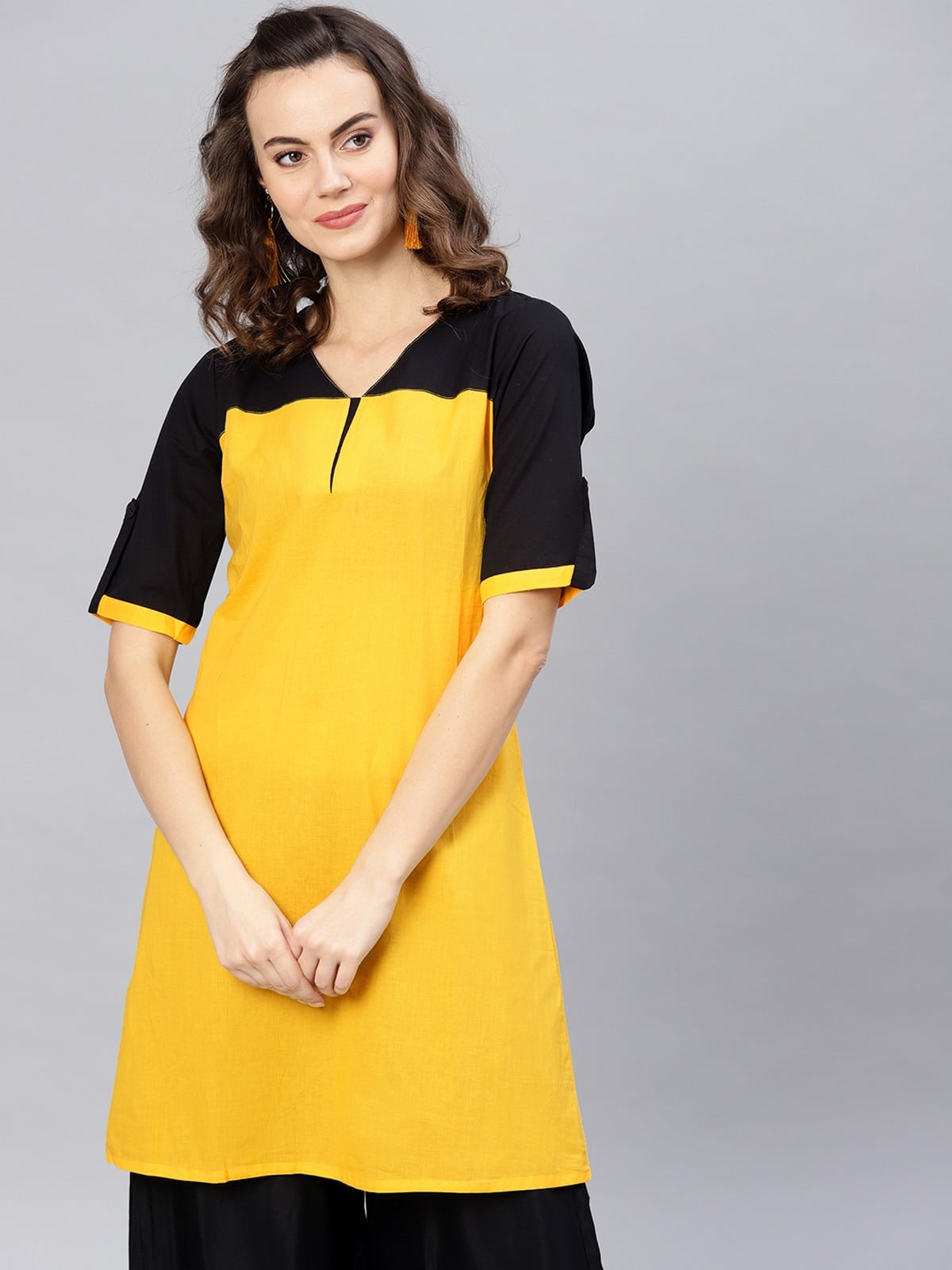 Half Sleeve Solid Kurti