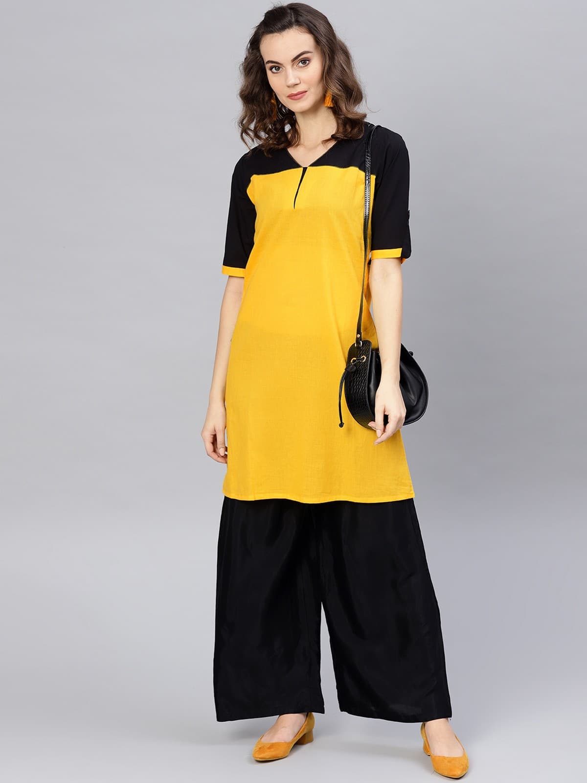 Half Sleeve Solid Kurti