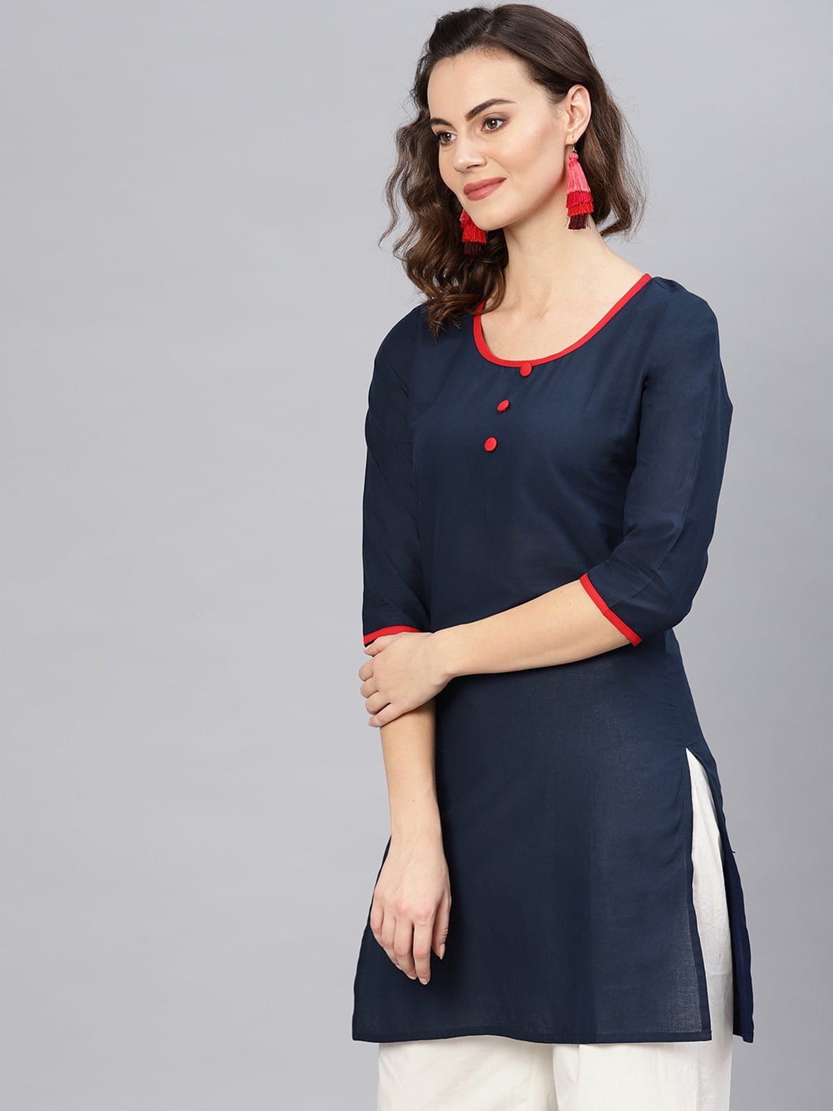 3/4sleeves front buttoned kurti