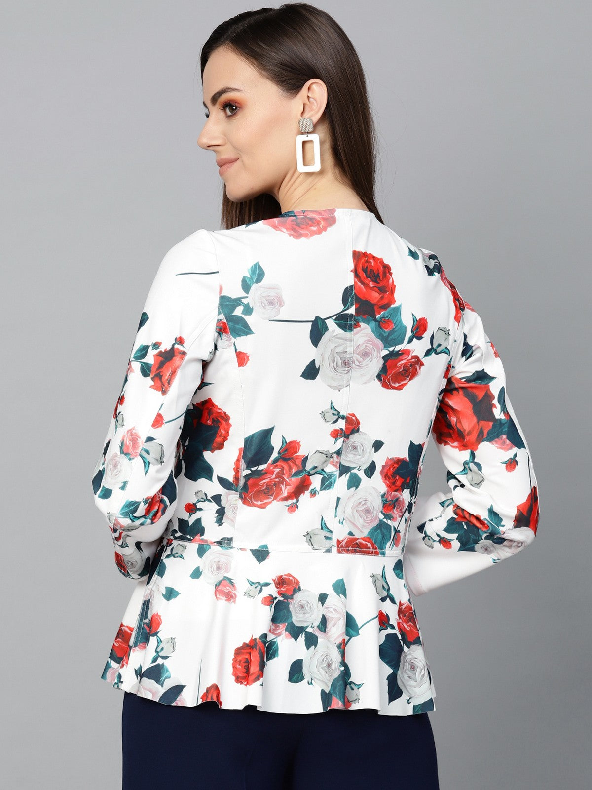 Printed Peplum Blazer